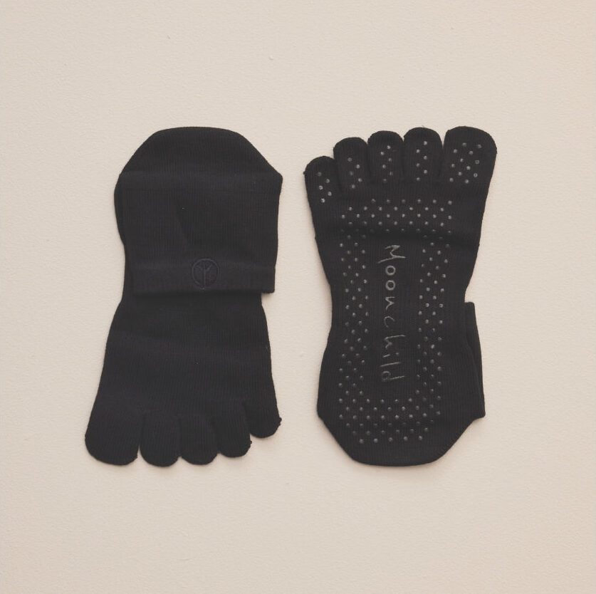 Black five-toe grip socks