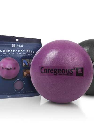 balle gonflable coregeous pour auto massage vertes avec texte therapy ball yoga tune up