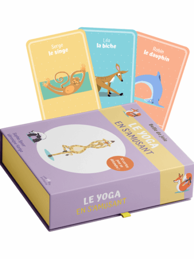 Cardboard box and Mini Yogi kids' yoga game cards