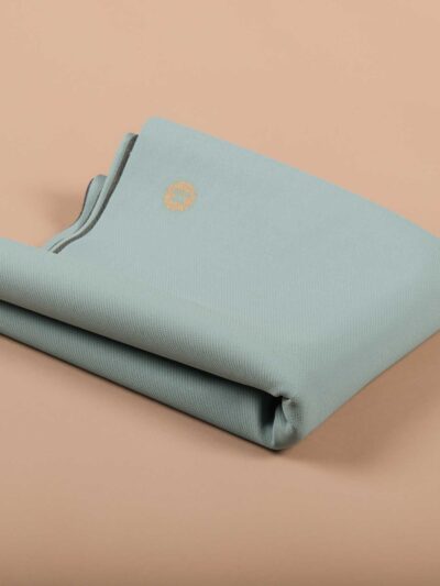 Travel yoga mat folded yoga towel solid aqua green in natural rubber Yoga Boutique