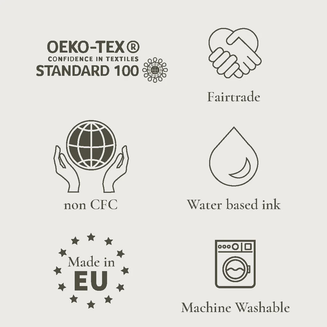 Eco-friendly and fair trade textile certification icons
