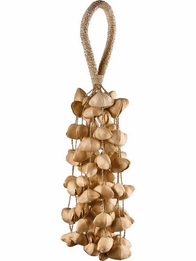 Kenari shaker with shells attached to a handle