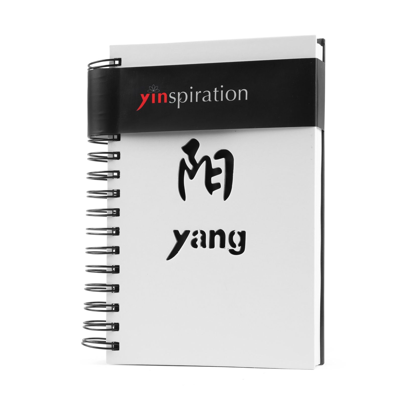Yinspiration White notebook with yin yang symbol