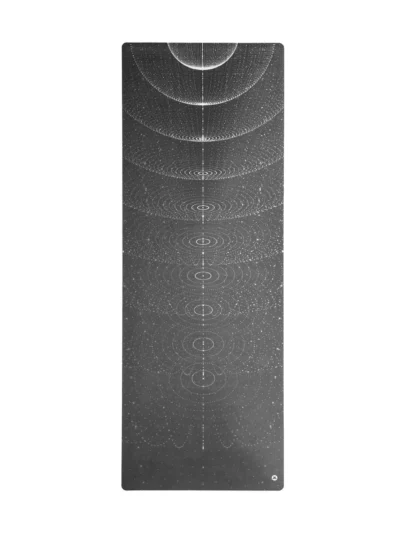 Black travel yoga mat with white stellar patterns Yoga Boutique
