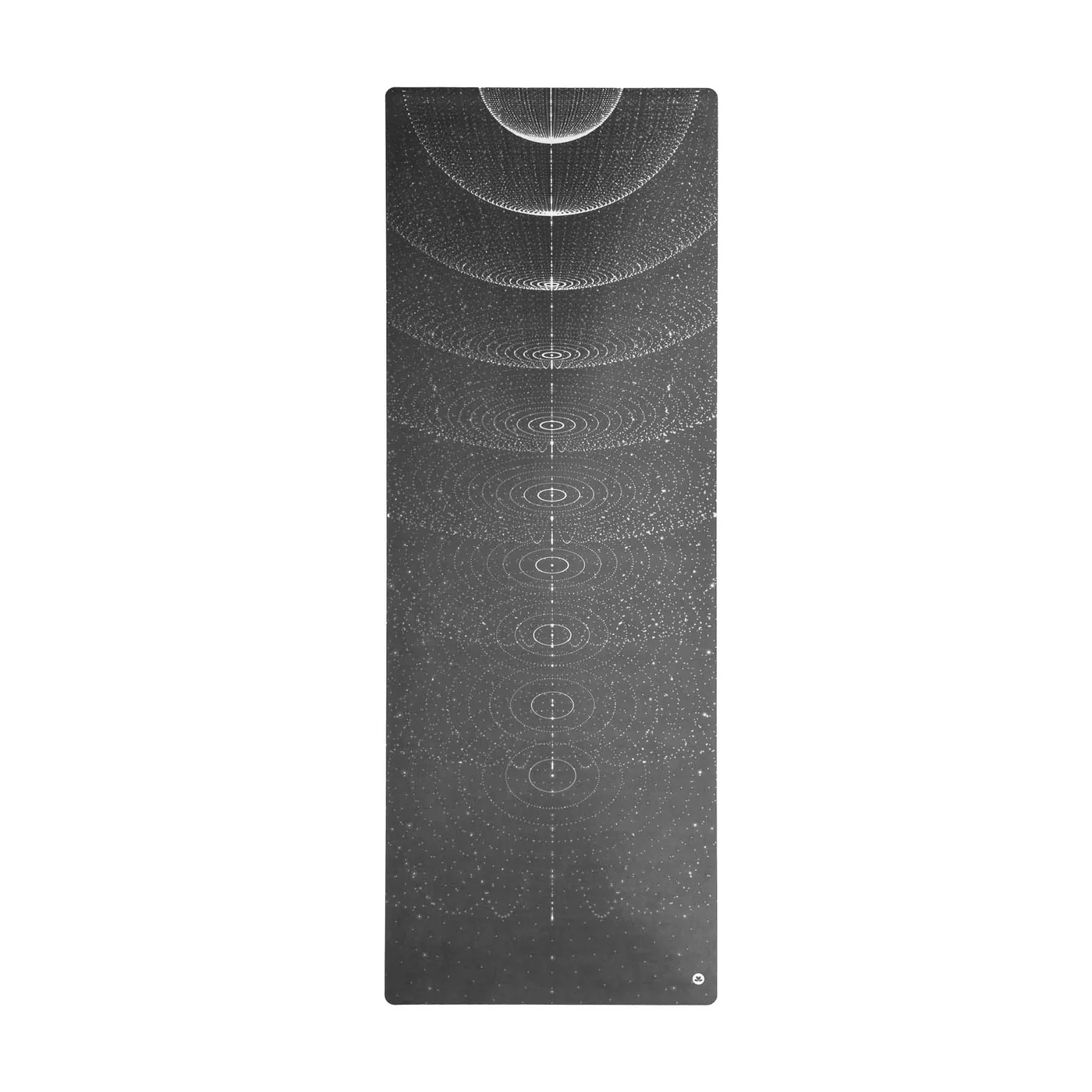 Black travel yoga mat with white stellar patterns Yoga Boutique