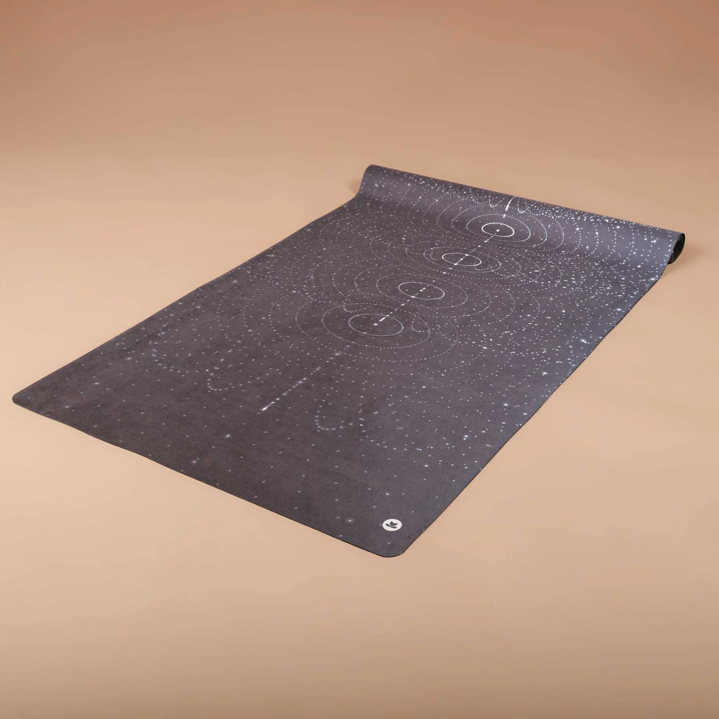 Black yoga mat with geometric patterns