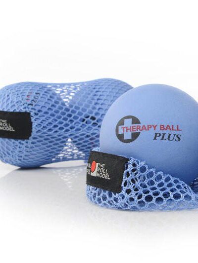 duo de balles pour auto massage bleues avec texte therapy ball yoga tune up