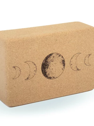 Wide and Thick Cork Yoga Block with Moon Design Yoga Boutique