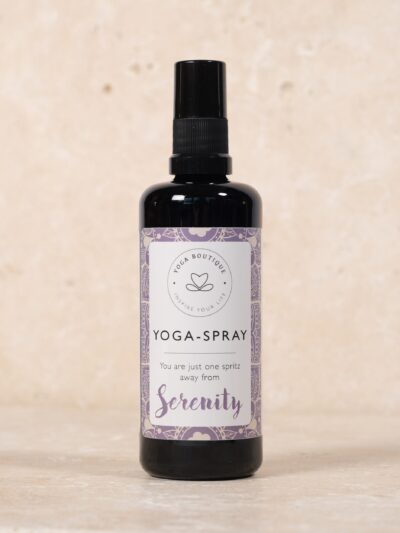 Flacon en verre foncé spray bio pour nettoyage tapis de yoga et spray d'ambiance Serenity par Yoga Boutique