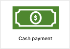 Green cash payment icon with dollar symbol